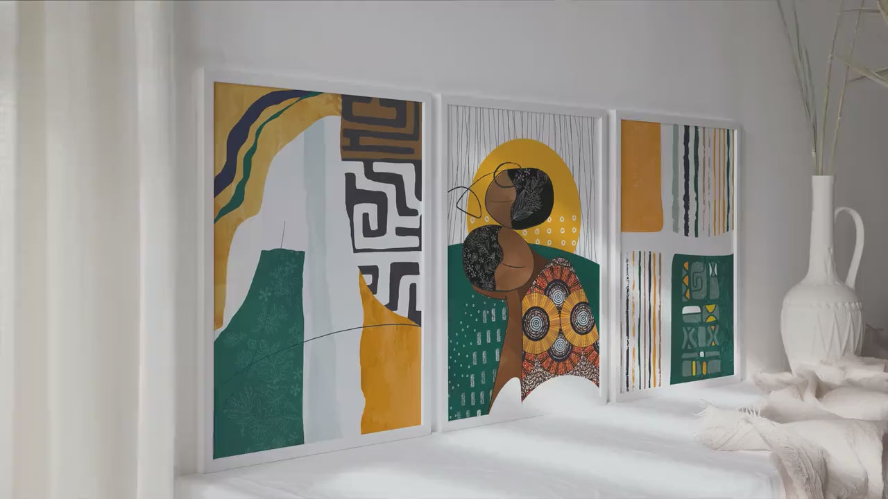 Colorful abstract african american art set of 3 print