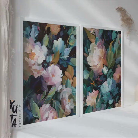 Abstract Floral Wall Art Set of 2 Prints