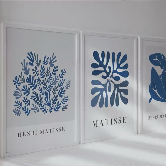 Matisse Print Set (3): Navy Blue Mid-Century Modern Gallery Wall Art