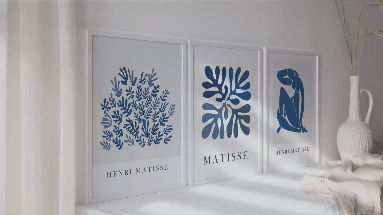 Matisse Print Set (3): Navy Blue Mid-Century Modern Gallery Wall Art