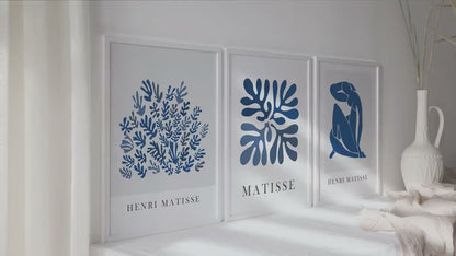 Matisse Print Set (3): Navy Blue Mid-Century Modern Gallery Wall Art