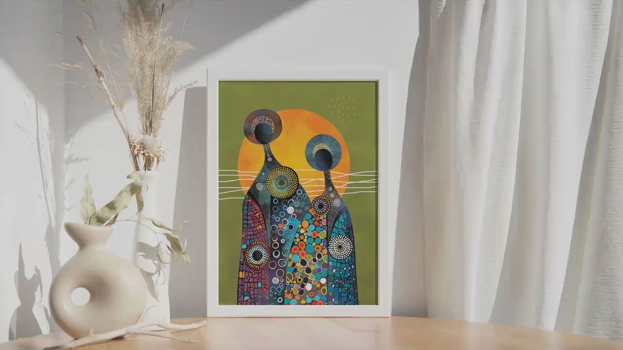 Modern minimalist african american art print. Contemporary bright african wall art Abstract ethnic femile extra large poster
