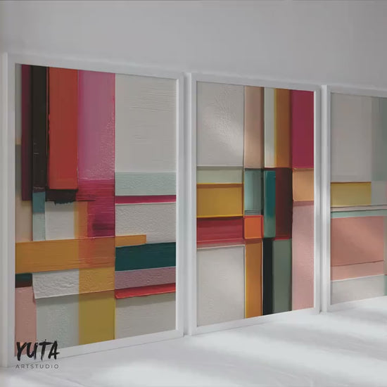 Colorful Abstract Geometric Wall Art Set of 3