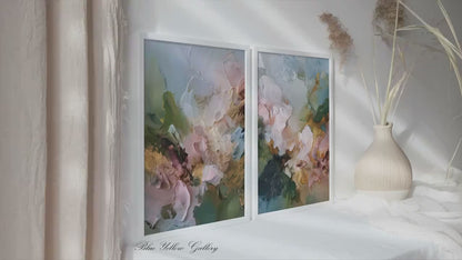 Abstract Pastel Wall Art Set of 2 Pieces