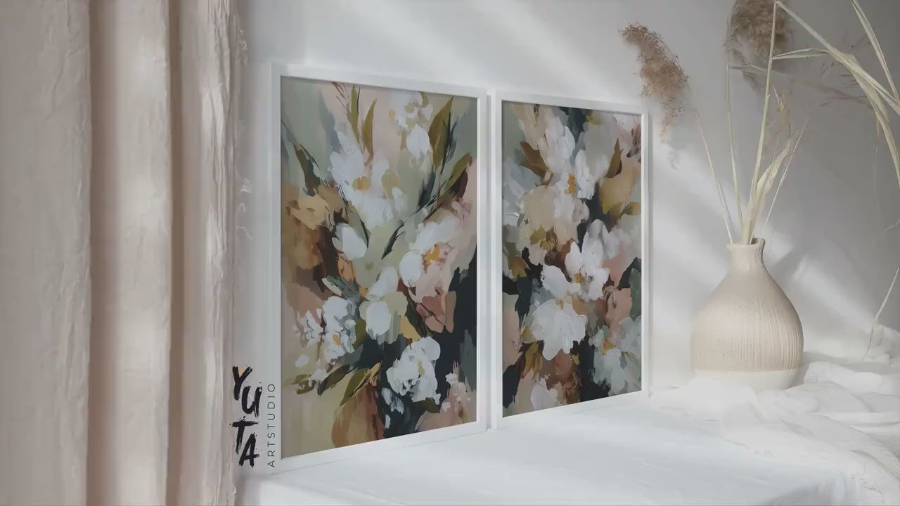Neutral Floral Wall Art Set of 2