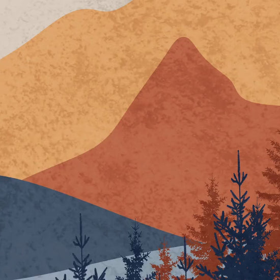 Set of 3 Bright Mountain Print – Mid-Century Modern Landscape Poster