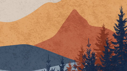 Set of 3 Bright Mountain Print – Mid-Century Modern Landscape Poster
