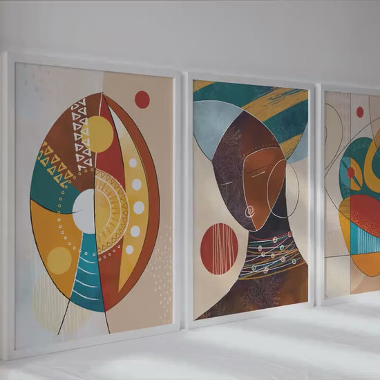 Modern Colorful African American Wall Art Set of 3