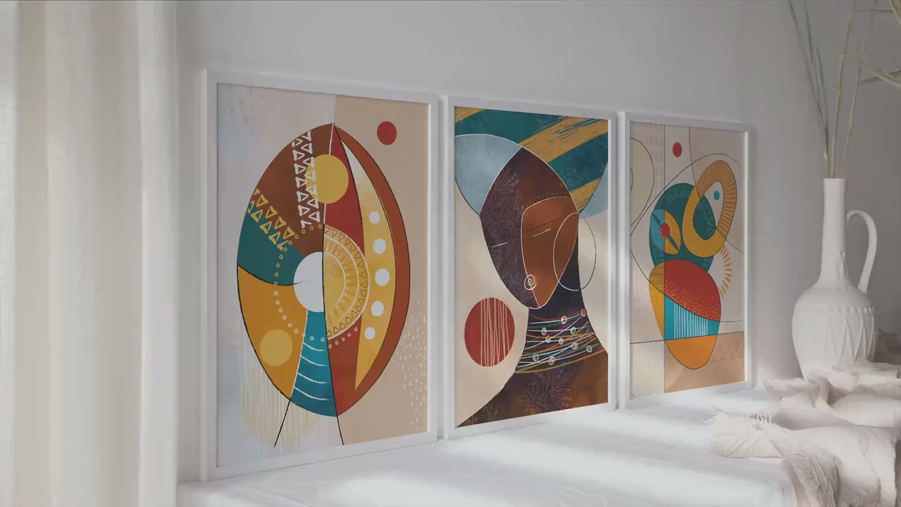 Modern Colorful African American Wall Art Set of 3