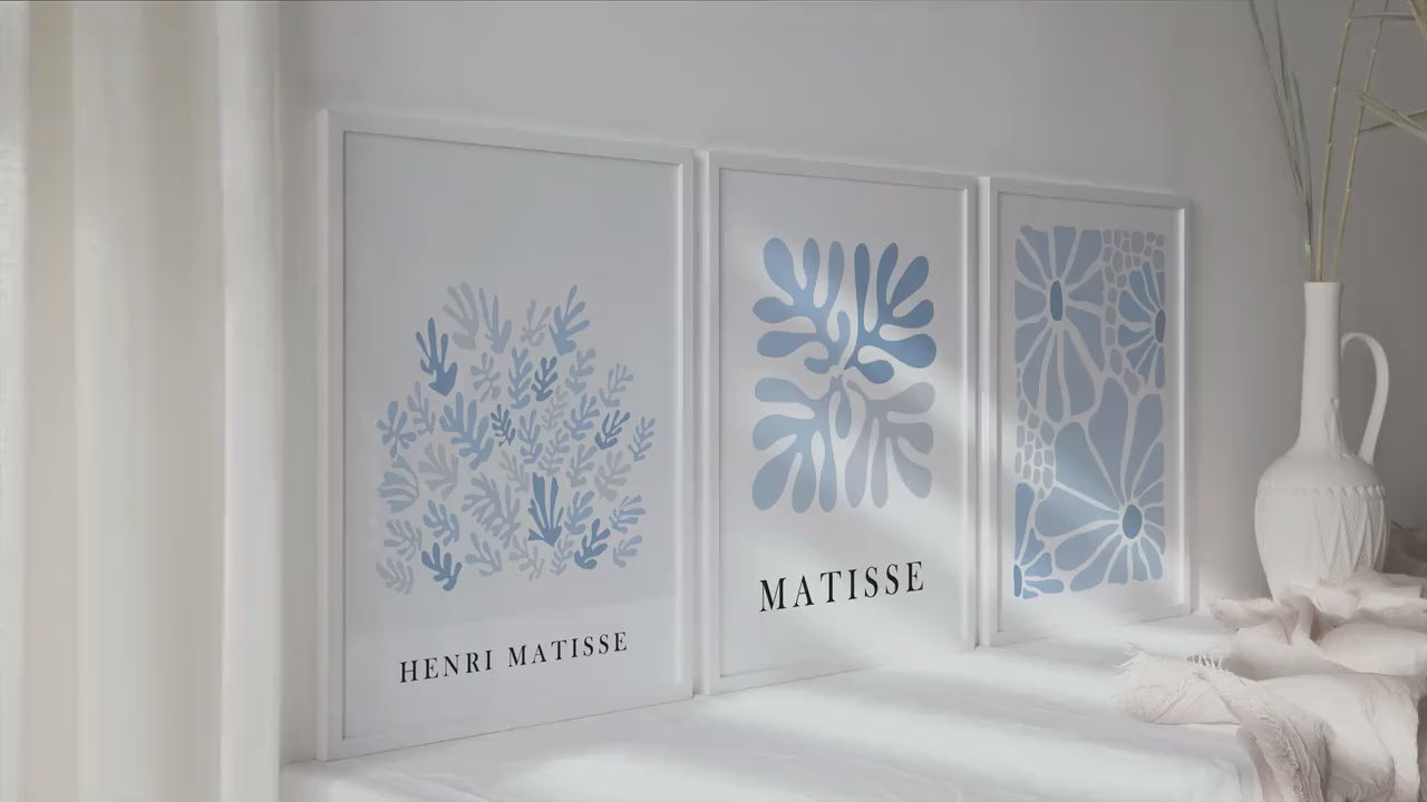 Blue Matisse Print Set: Mid-Century Modern Gallery Wall Art