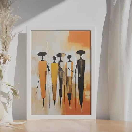 Minimalist african wall art print. Modern abstract figures extra large poster