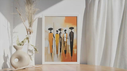 Minimalist african wall art print. Modern abstract figures extra large poster