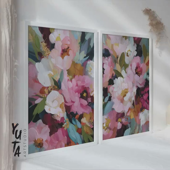 Pink Floral Wall Art Set of 2