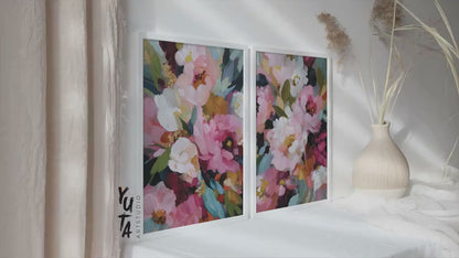 Pink Floral Wall Art Set of 2