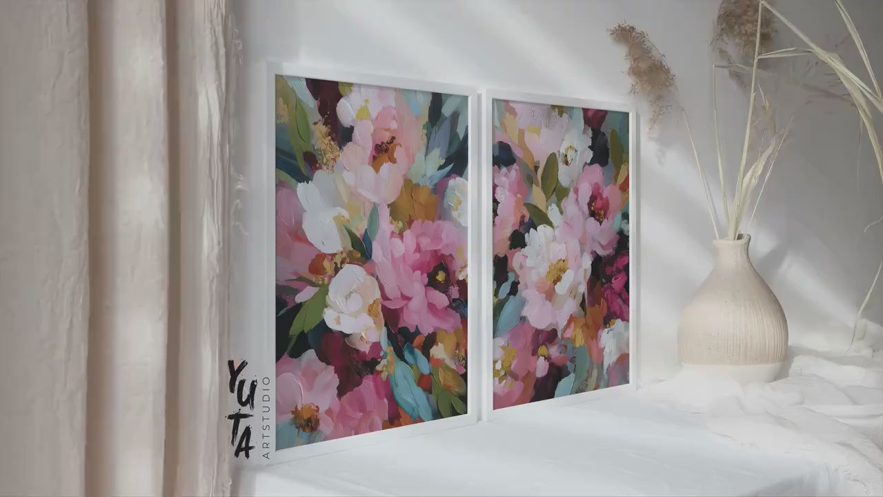 Pink Floral Wall Art Set of 2