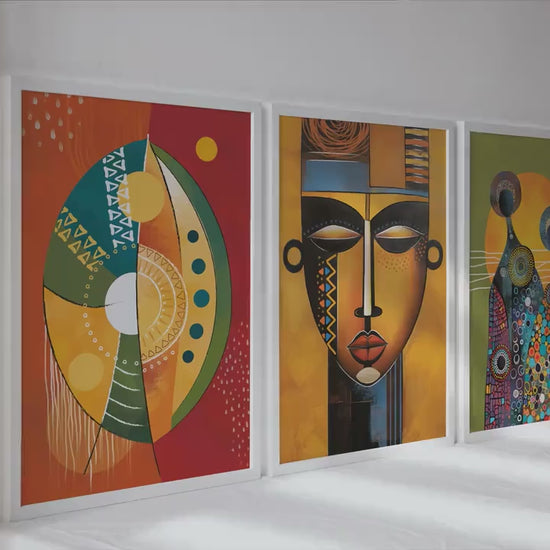 Abstarct african american art set of 3 print. Black wall art