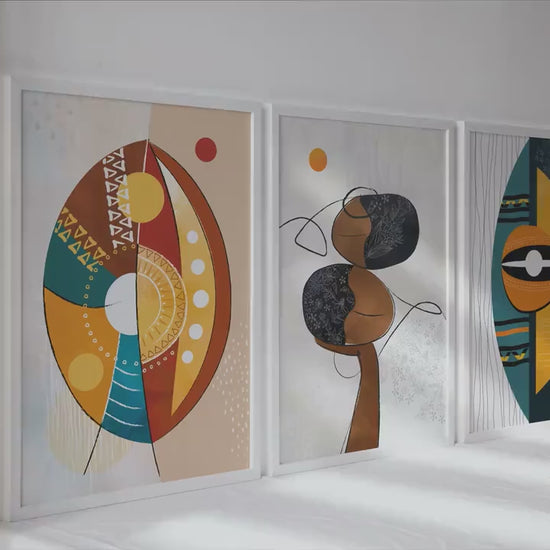Abstract African Art Print Set of 3