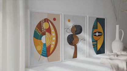 Abstract African Art Print Set of 3