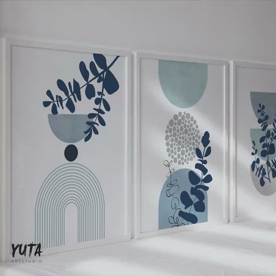 Navy Blue Boho Abstract Wall Art
