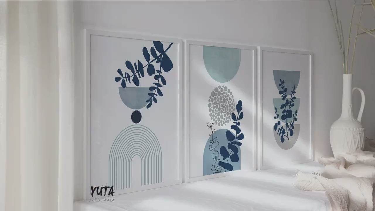 Navy Blue Boho Abstract Wall Art
