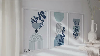 Navy Blue Boho Abstract Wall Art