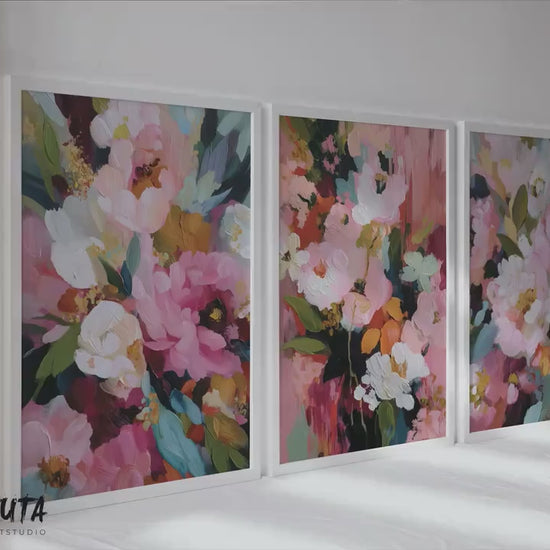 Pink Floral Wall Art Set of 3