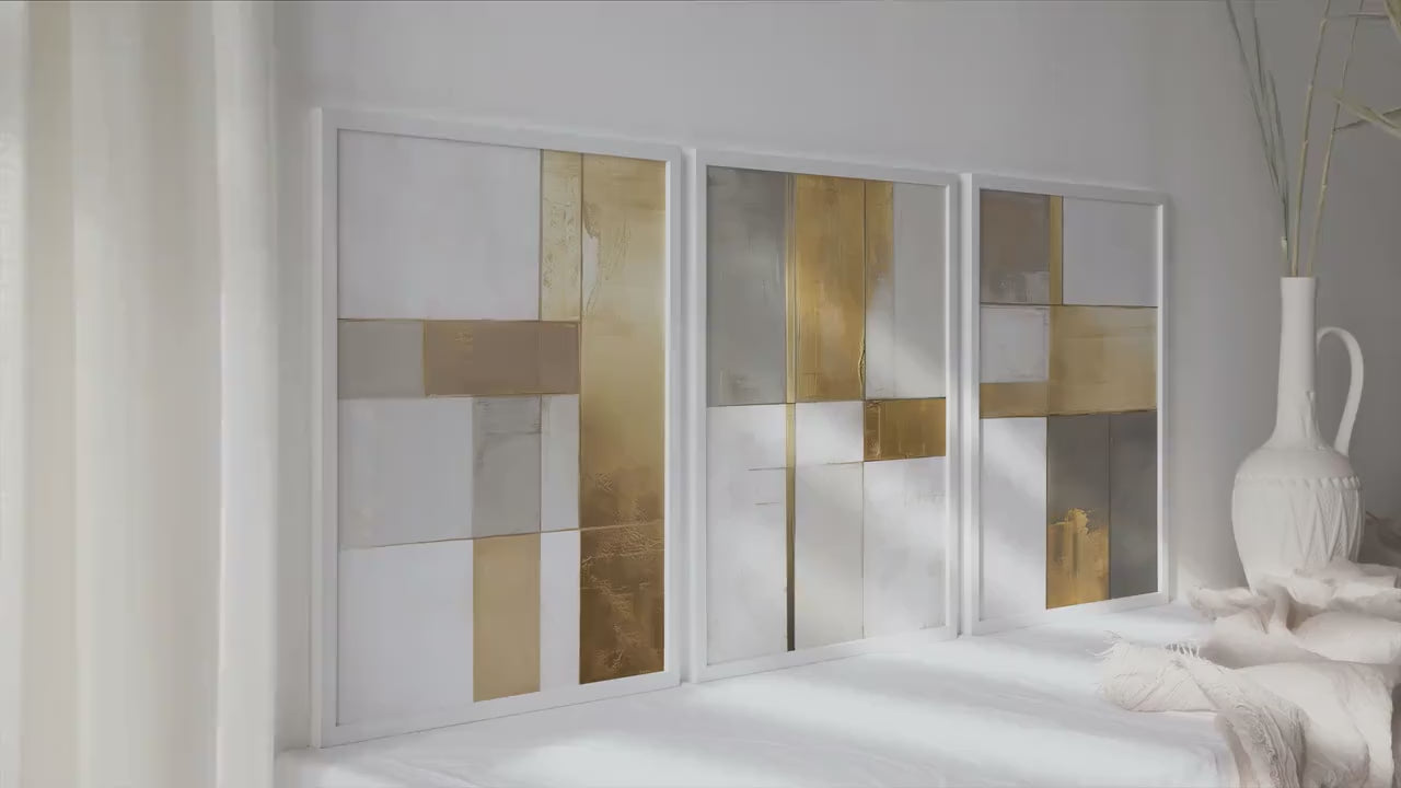 Modern Abstract Wall Art Set of 3 Pieces. Neutral Nordic Minimalist Art Print