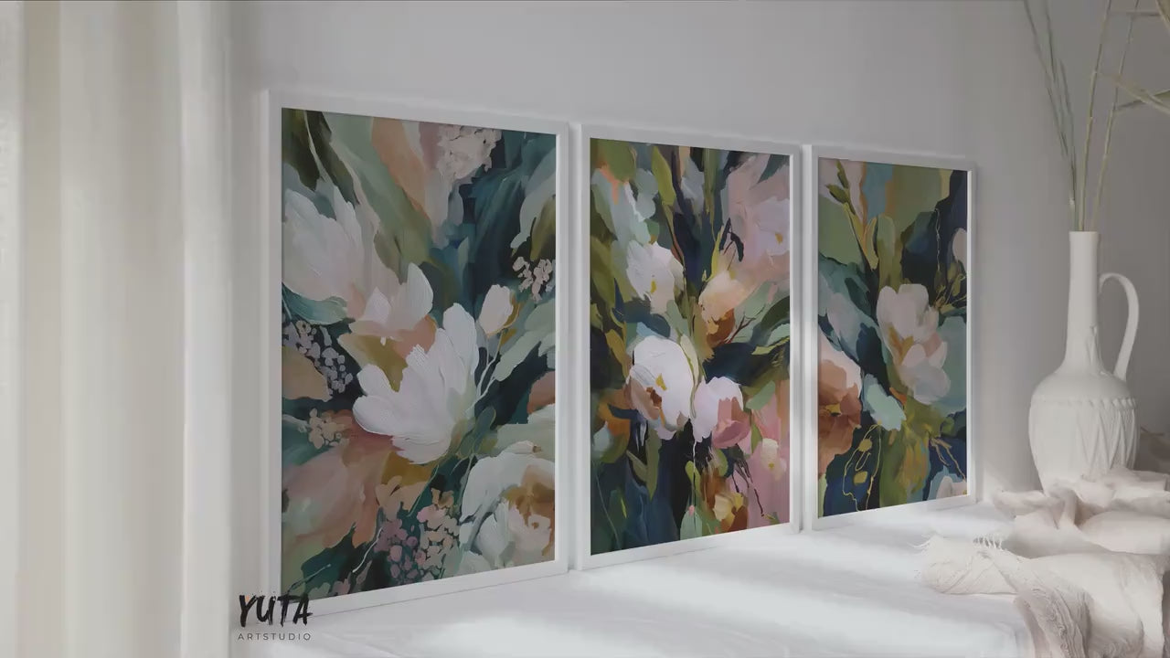 Abstract Floral Wall Art Set of 3