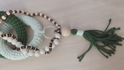 Coffee Table Decor, Olive Green Shelf Accent, Handmade Cotton Wood Decor, Organic Modern Home Decoration