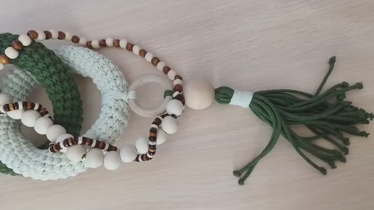 Coffee Table Decor, Olive Green Shelf Accent, Handmade Cotton Wood Decor, Organic Modern Home Decoration