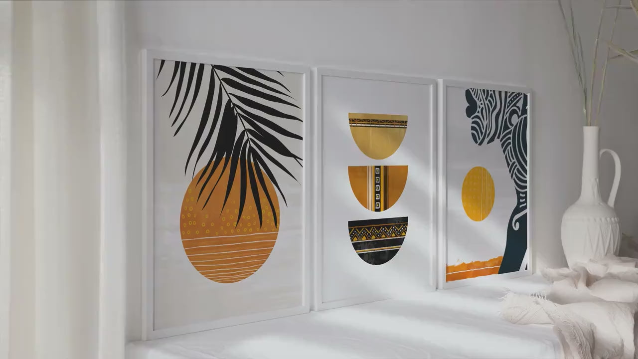 Abstract Boho African American Art Set of 3 Prints