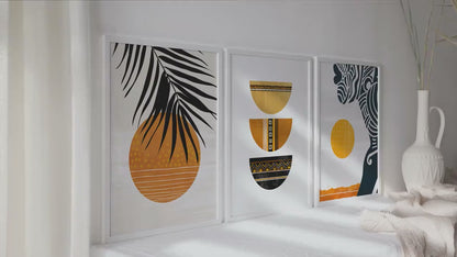 Abstract Boho African American Art Set of 3 Prints