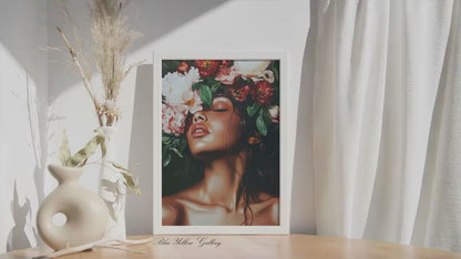 Black Woman Portrait Print: Afrocentric Abstract Floral Wall Art