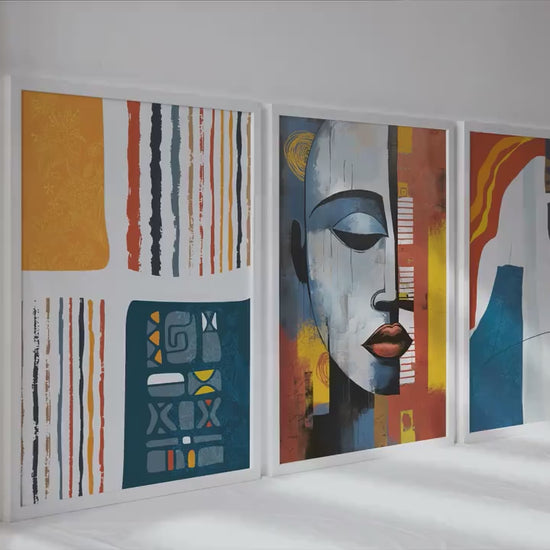African american art set of 3 prints. Abstract wall art