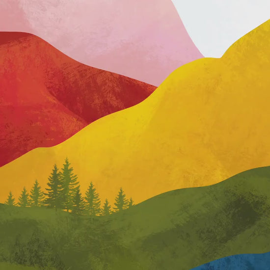 Set of 3 Vibrant Mountains scandinavian colorful abstract art set of 3 prints