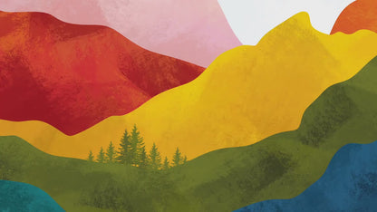 Set of 3 Vibrant Mountains scandinavian colorful abstract art set of 3 prints