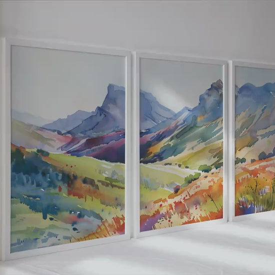 Colorful Mountain Wall Art Set of 3 Print
