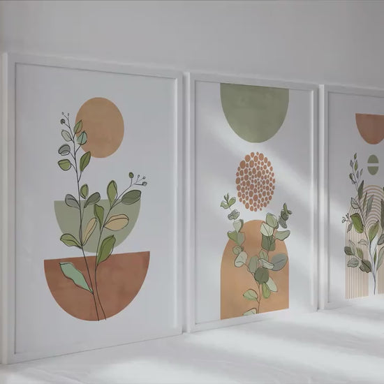 Terracotta Sage Green Botanical Boho Prints