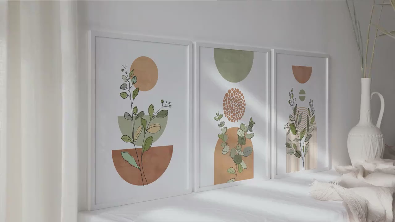 Terracotta Sage Green Botanical Boho Prints
