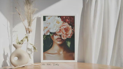 Emerald Green Abstract Black Woman Wall Art Print, Modern African American wall art.  Abstract Female Art, Floral Afrocentric Wall Decor