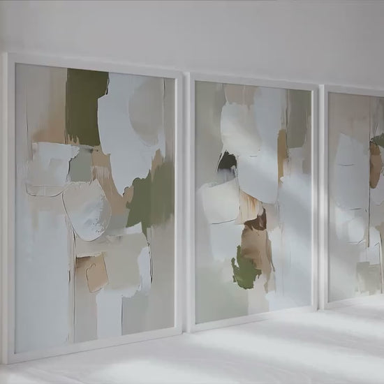 Olive Green Beige Wall Art Set of 3