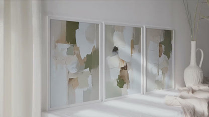 Olive Green Beige Wall Art Set of 3