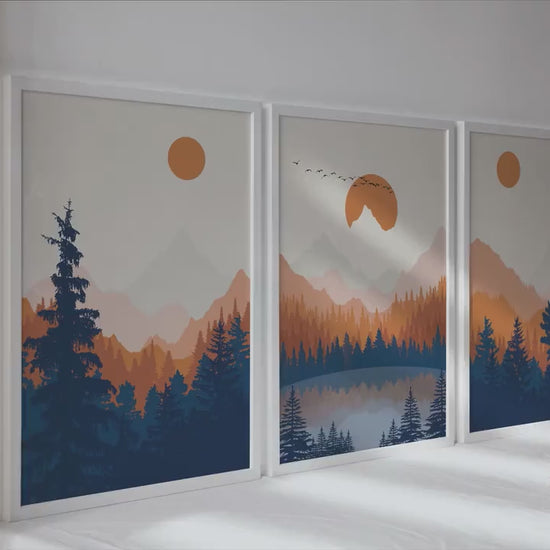Abstract Mountain Print Set of 3 Prints