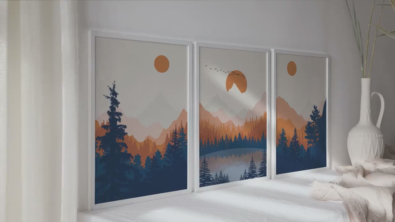 Abstract Mountain Print Set of 3 Prints