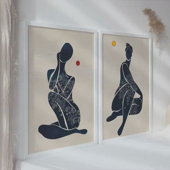 Neutral female african american art print set of 2