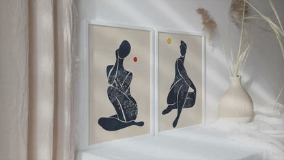 Neutral female african american art print set of 2
