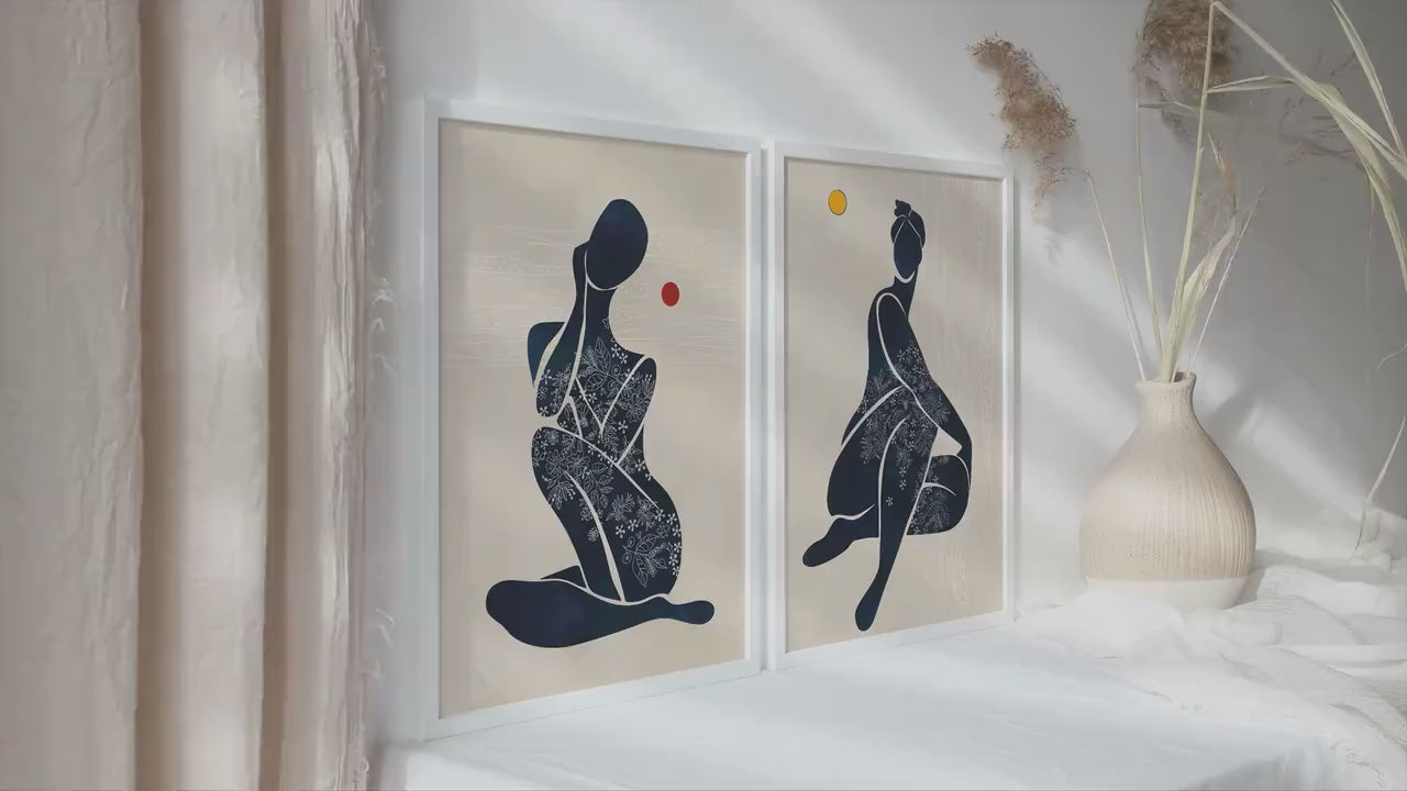 Neutral female african american art print set of 2