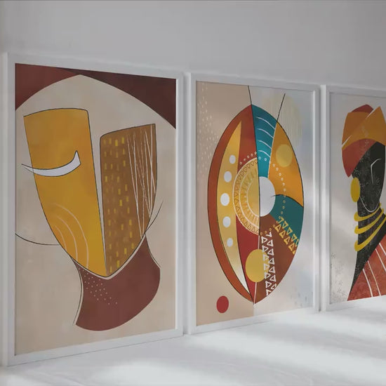Colorful abstract african wall art set of 3 prints