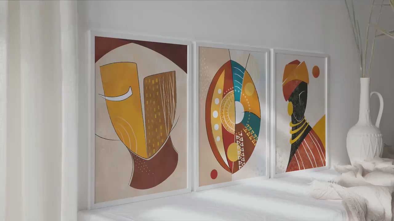 Colorful abstract african wall art set of 3 prints