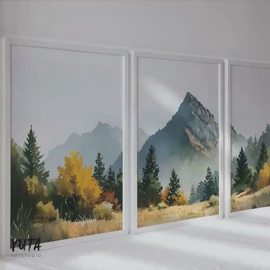 Mountain Landscape Art Print Set of 3